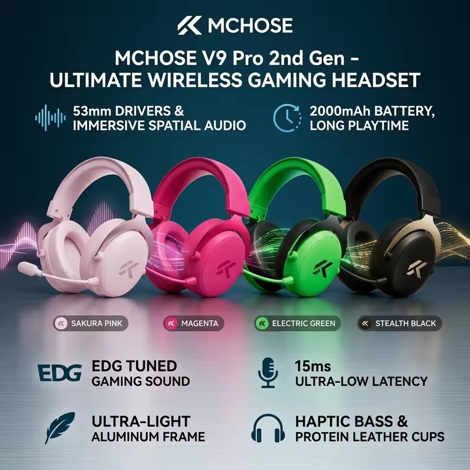 Anc Wireless Over Ear Headphones - MCHOSE V9 Pro 2 Cuffie da