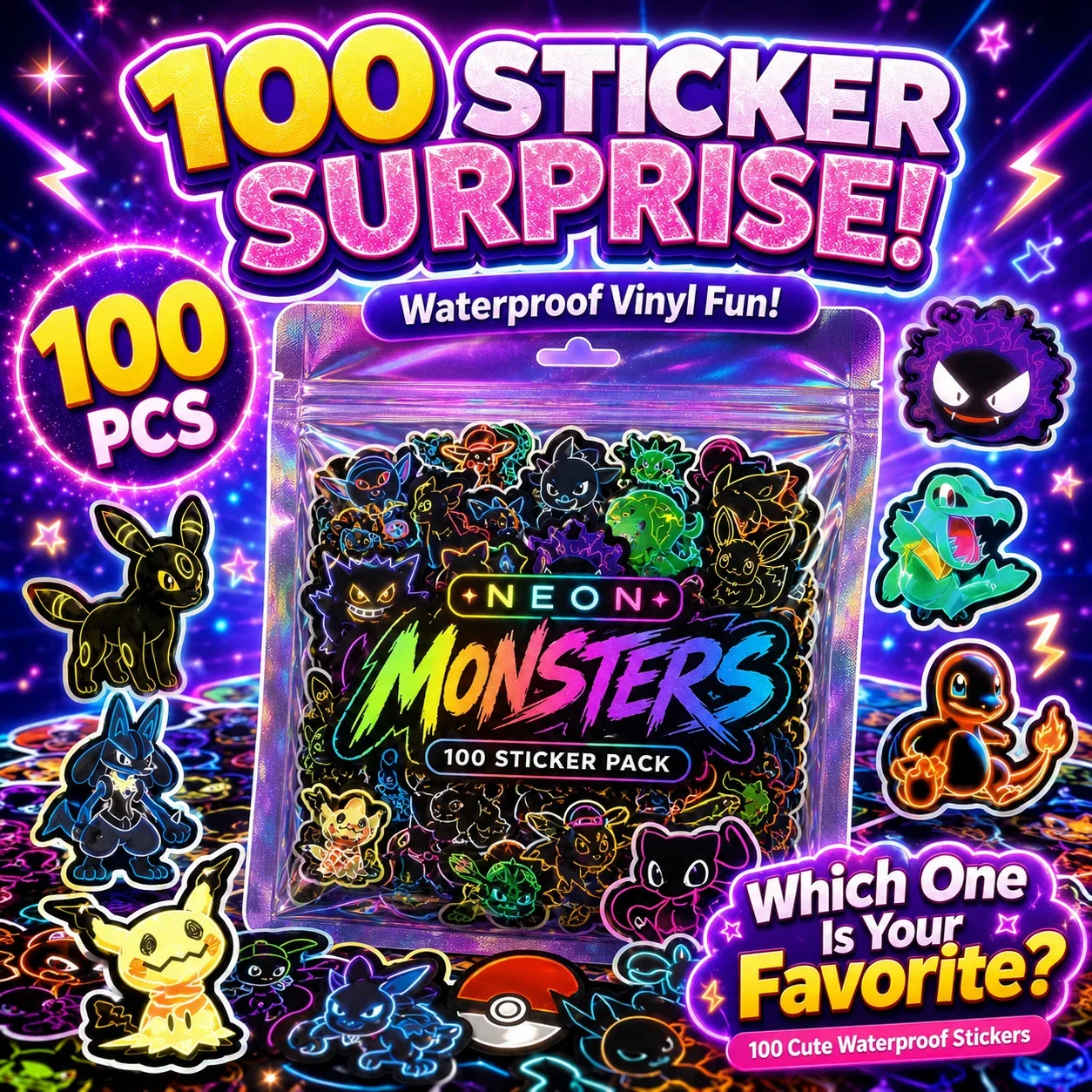 100 adesivi Pokémon neon imper - Laptops recensione e prezzo